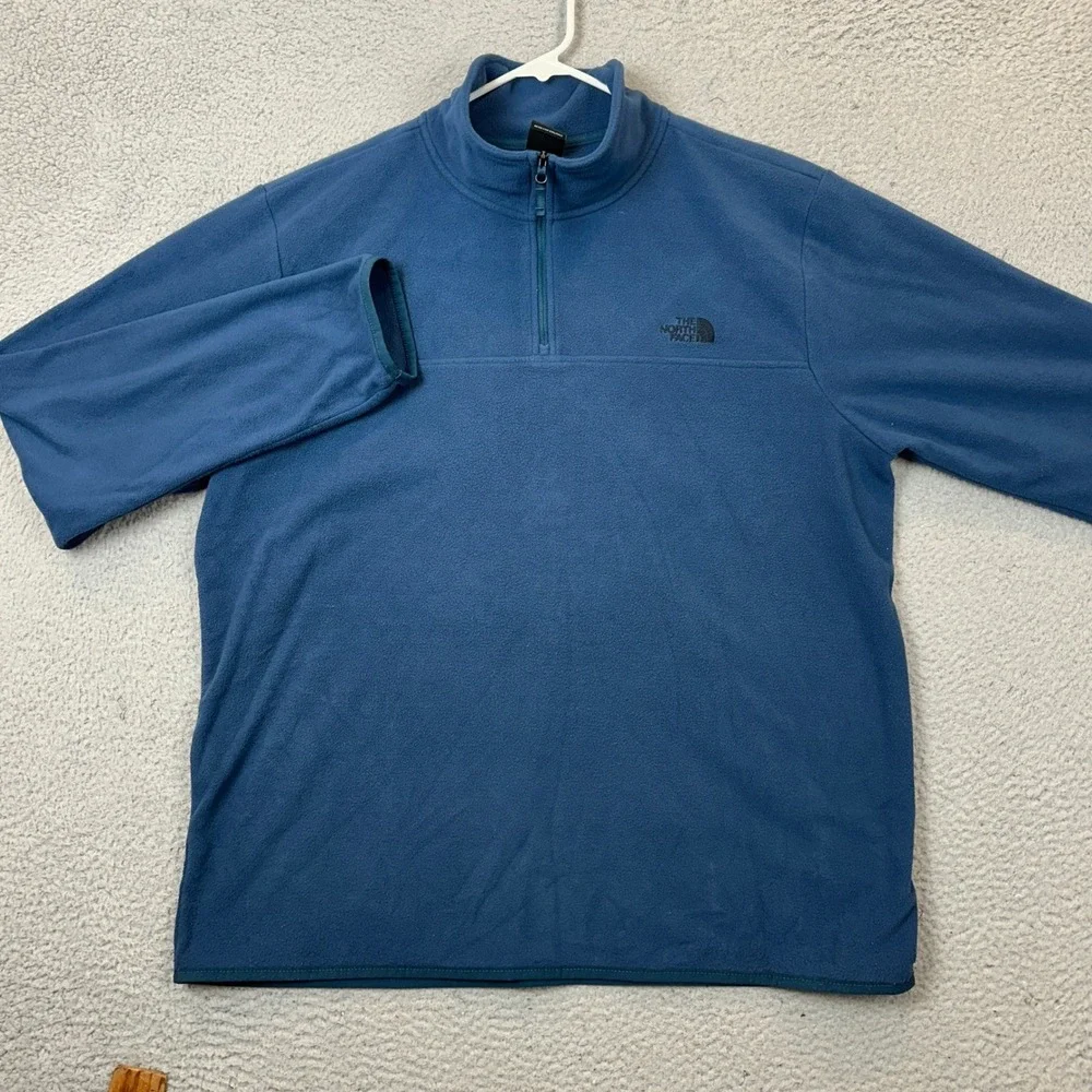 The North Face Pullover Mens XL Quarter Zip Blue Sweater Fleece Long Sleeve EUC